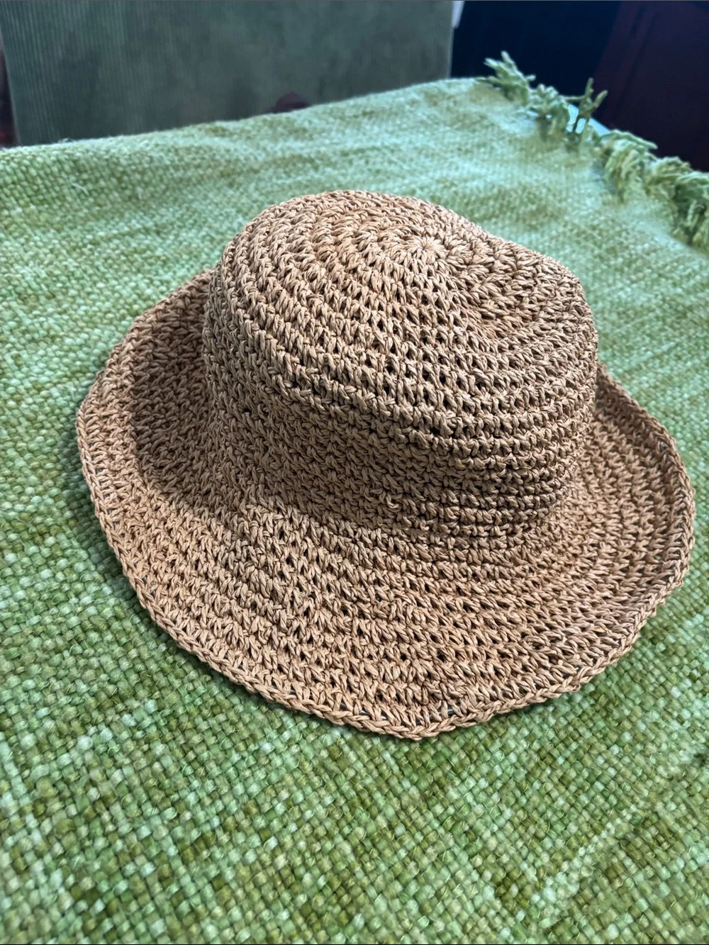 JustFab Braided Straw Sun Hat - Tan - Picture 1 of 6